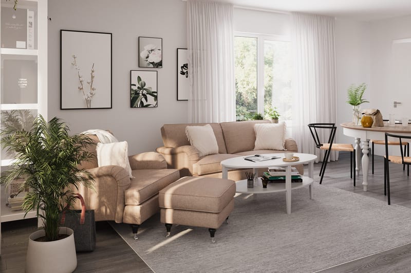 Howard Classic Sofagruppe 2-seters Svingt Sofa + Lenestol + Fotskammel i Stoff - Mørk beige - Møbler - Sofaer - Sofagrupper - Howard sofagruppe
