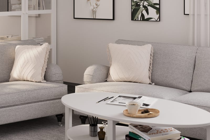 Howard Classic Sofagruppe 3-seters + 2-seters Sofa + Lenestol + Fotskammel i Stoff - Grå - Møbler - Sofaer - Sofagrupper - Howard sofagruppe