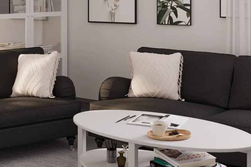 Howard Classic Sofagruppe 3-seters + 2-seters Sofa + Lenestol + Fotskammel i Stoff - Mørk grå - Møbler - Sofaer - Sofagrupper - Howard sofagruppe