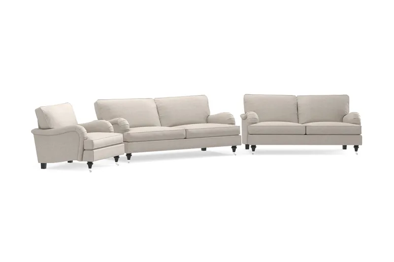 Howard Classic Sofagruppe 3-seters + 2-seters Sofa + Lenestol i Stoff - Beige - Møbler - Sofaer - Sofagrupper - Howard sofagruppe