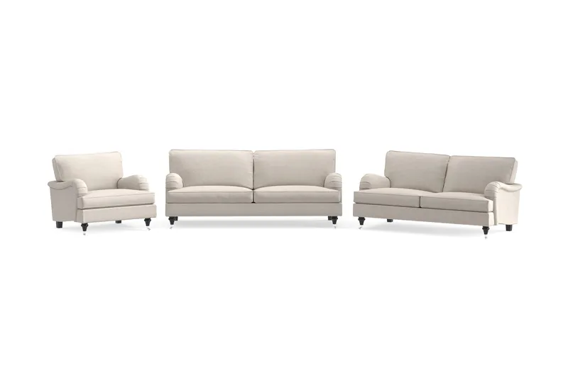 Howard Classic Sofagruppe 3-seters + 2-seters Sofa + Lenestol i Stoff, Beige