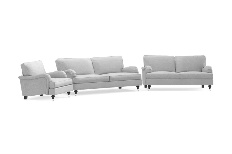 Howard Classic Sofagruppe 3-seters + 2-seters Sofa + Lenestol i Stoff - Grå - Møbler - Sofaer - Sofagrupper - Howard sofagruppe
