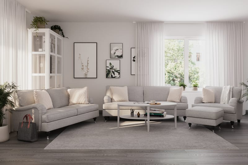 Howard Classic Sofagruppe 3-seters + 2-seters Sofa + Lenestol i Stoff - Grå - Møbler - Sofaer - Sofagrupper - Howard sofagruppe