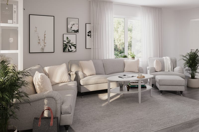 Howard Classic Sofagruppe 3-seters + 2-seters Sofa + Lenestol i Stoff - Grå - Møbler - Sofaer - Sofagrupper - Howard sofagruppe