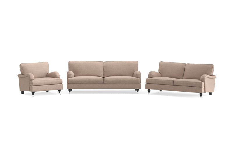 Howard Classic Sofagruppe 3-seters + 2-seters Sofa + Lenestol i Stoff - Mørk beige - Møbler - Sofaer - Sofagrupper - Howard sofagruppe