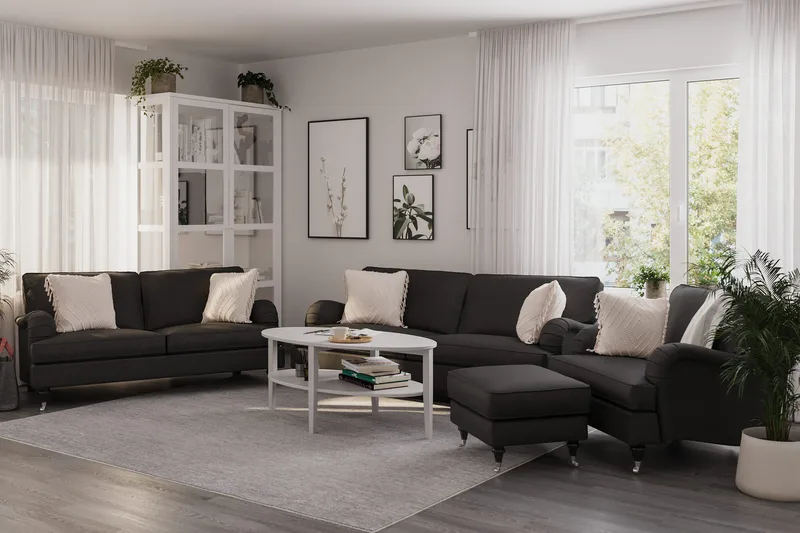 Howard Classic Sofagruppe 3-seters + 2-seters Sofa + Lenestol i Stoff - Mørk grå - Møbler - Sofaer - Sofagrupper - Howard sofagruppe