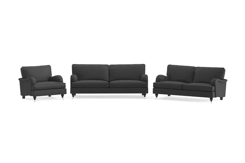 Howard Classic Sofagruppe 3-seters + 2-seters Sofa + Lenestol i Stoff - Mørk grå - Møbler - Sofaer - Sofagrupper - Howard sofagruppe
