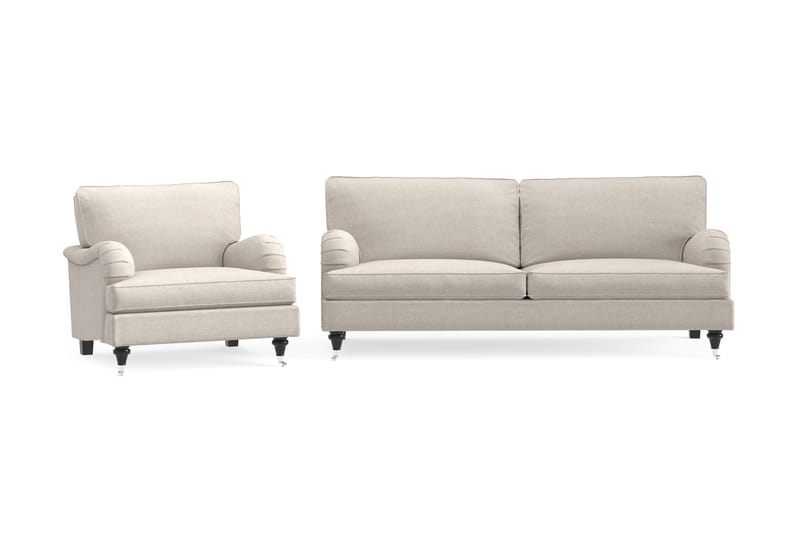 Howard Classic Sofagruppe 3-seters Sofa + Lenestol i Stoff - Beige - Møbler - Sofaer - Sofagrupper - Howard sofagruppe