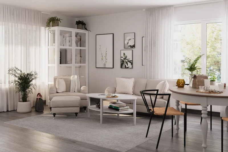 Howard Classic Sofagruppe 3-seters Sofa + Lenestol i Stoff - Beige - Møbler - Sofaer - Sofagrupper - Howard sofagruppe