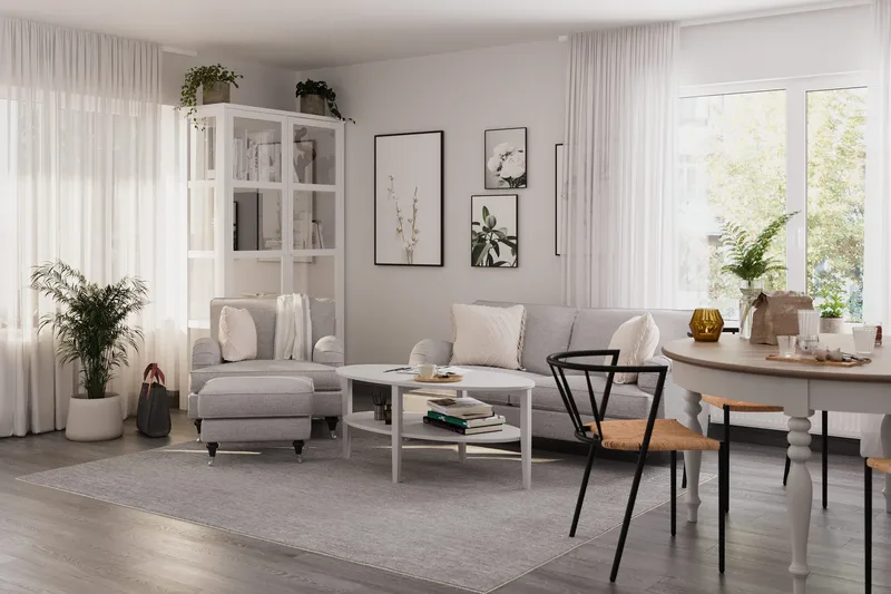 Howard Classic Sofagruppe 3-seters Sofa + Lenestol i Stoff - Grå - Møbler - Sofaer - Sofagrupper - Howard sofagruppe
