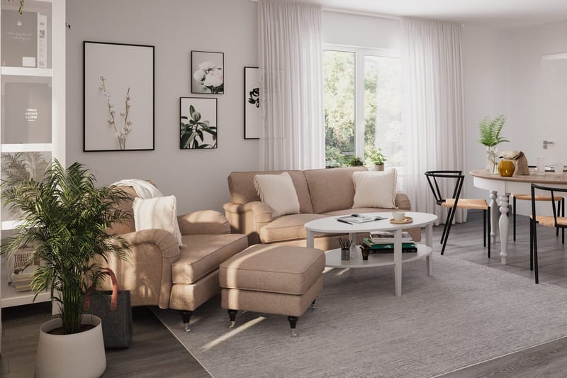 Howard Classic Sofagruppe 3-seters Sofa + Lenestol i Stoff - Mørk beige - Møbler - Sofaer - Sofagrupper - Howard sofagruppe