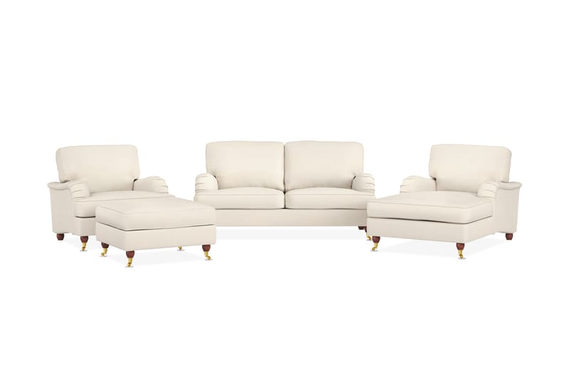 Howard Lyx Sofagruppe 2-seter+Divan+Lenestol+Fotskammel - Beige - Howard sofagruppe