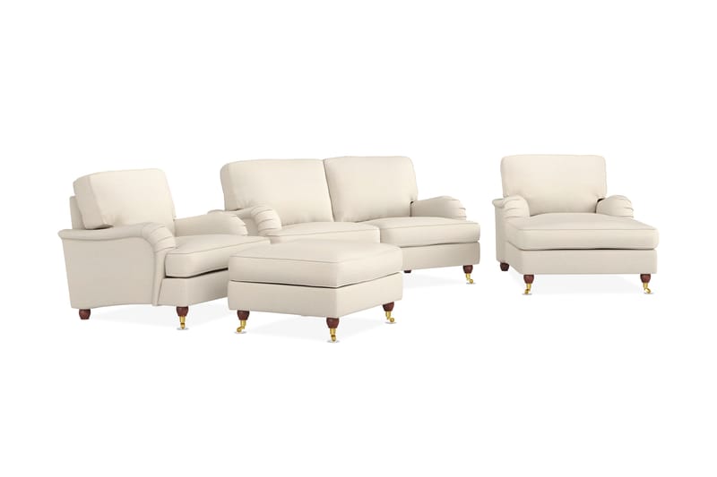 Howard Lyx Sofagruppe 2-seter+Divan+Lenestol+Fotskammel - Beige - Møbler - Sofaer - Sofagrupper - Howard sofagruppe