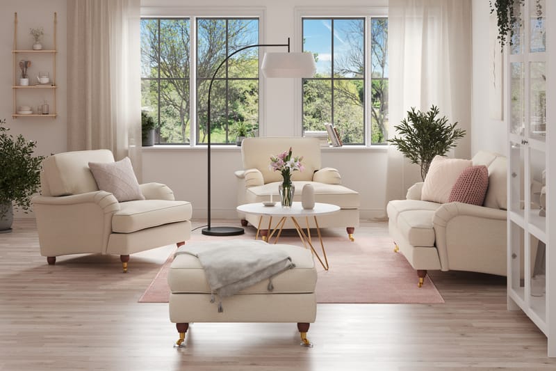 Howard Lyx Sofagruppe 2-seter+Divan+Lenestol+Fotskammel - Beige - Møbler - Sofaer - Sofagrupper - Howard sofagruppe