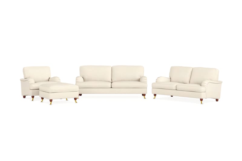 Howard Lyx Sofagruppe 3-seters + 2-seters Sofa + Lenestol + Fotskammel i Stoff - Beige - Møbler - Sofaer - Sofagrupper - Howard sofagruppe
