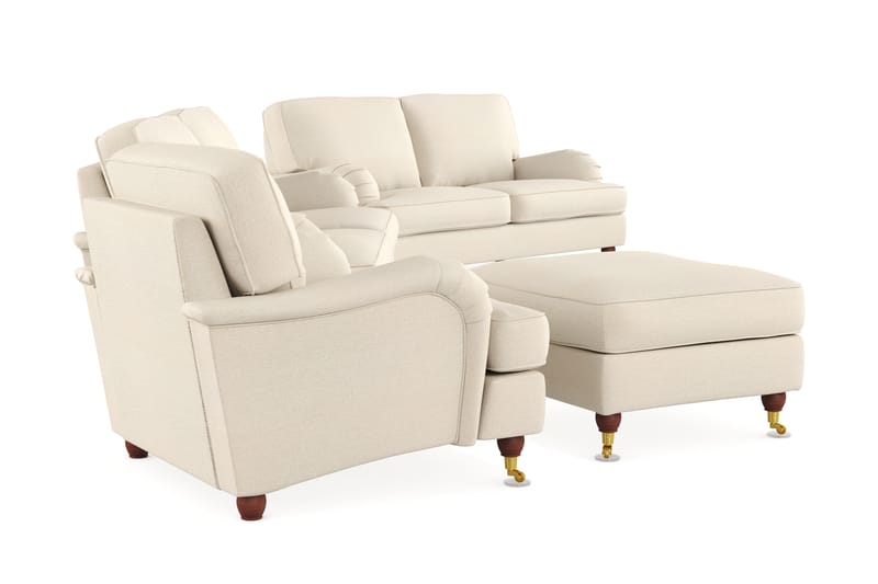 Howard Lyx Sofagruppe 3-seters + 2-seters Sofa + Lenestol + Fotskammel i Stoff - Beige - Møbler - Sofaer - Sofagrupper - Howard sofagruppe