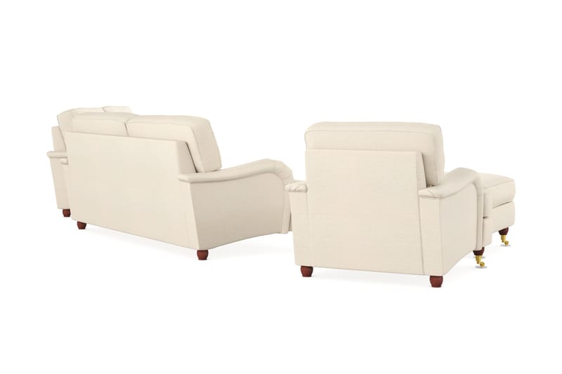 Howard Lyx Sofagruppe 3-seters + 2-seters Sofa + Lenestol + Fotskammel i Stoff - Beige - Møbler - Sofaer - Sofagrupper - Howard sofagruppe