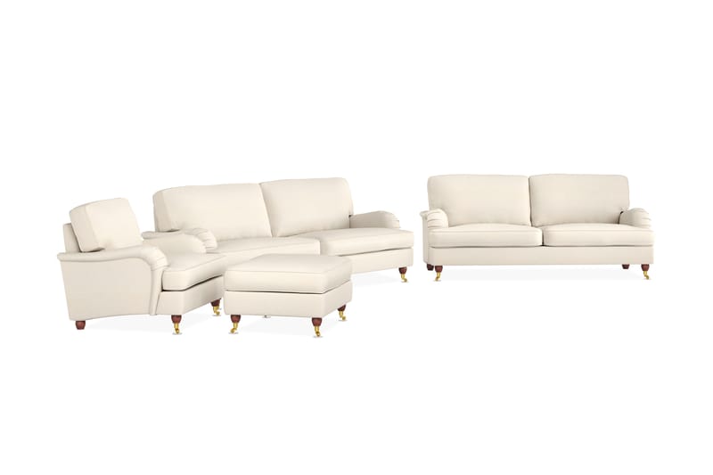 Howard Lyx Sofagruppe 3-seters + 2-seters Sofa + Lenestol + Fotskammel i Stoff - Beige - Møbler - Sofaer - Sofagrupper - Howard sofagruppe
