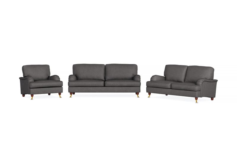 Howard Lyx Sofagruppe 3-seters + 2-seters Sofa + Lenestol i Stoff - Mørk grå - Møbler - Sofaer - Sofagrupper - Howard sofagruppe