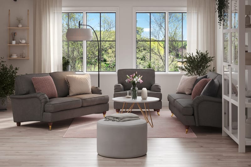 Howard Lyx Sofagruppe 3-seters + 2-seters Sofa + Lenestol i Stoff - Mørk grå - Møbler - Sofaer - Sofagrupper - Howard sofagruppe
