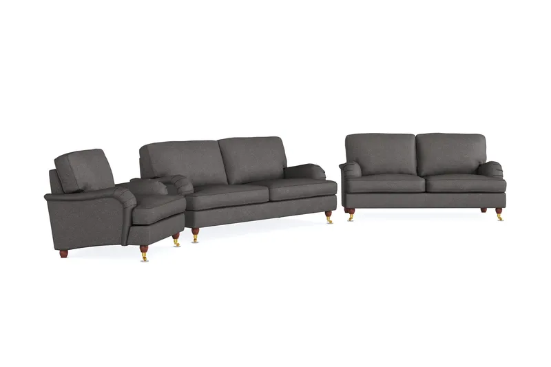 Howard Lyx Sofagruppe 3-seters + 2-seters Sofa + Lenestol i Stoff - Mørk grå - Møbler - Sofaer - Sofagrupper - Howard sofagruppe