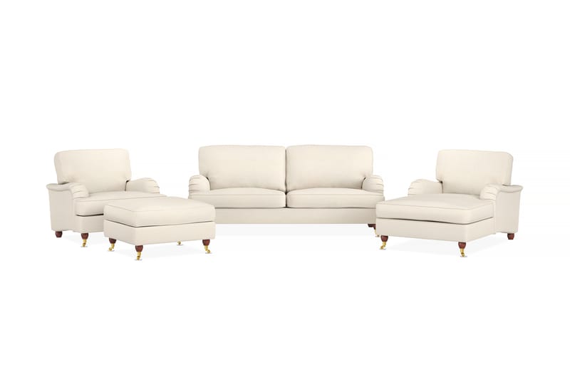 Howard Lyx Sofagruppe 3-seters Sofa + Divanstol + Lenestol + Fotskammel i Stoff - Beige - Møbler - Sofaer - Sofagrupper - Howard sofagruppe