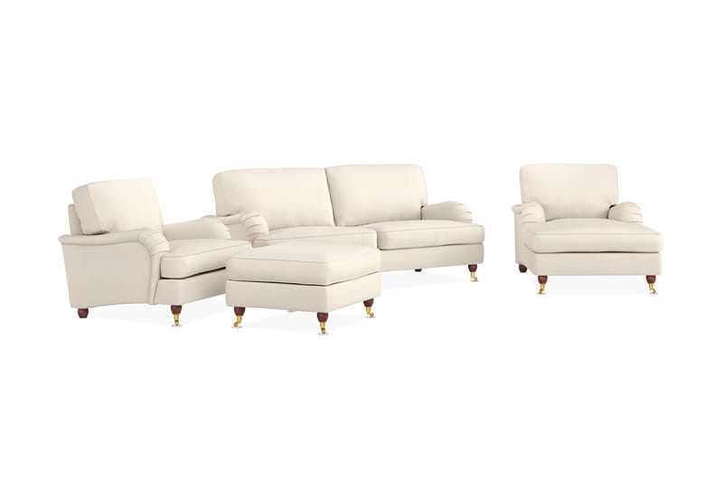 Howard Lyx Sofagruppe 3-seters Sofa + Divanstol + Lenestol + Fotskammel i Stoff - Beige - Møbler - Sofaer - Sofagrupper - Howard sofagruppe