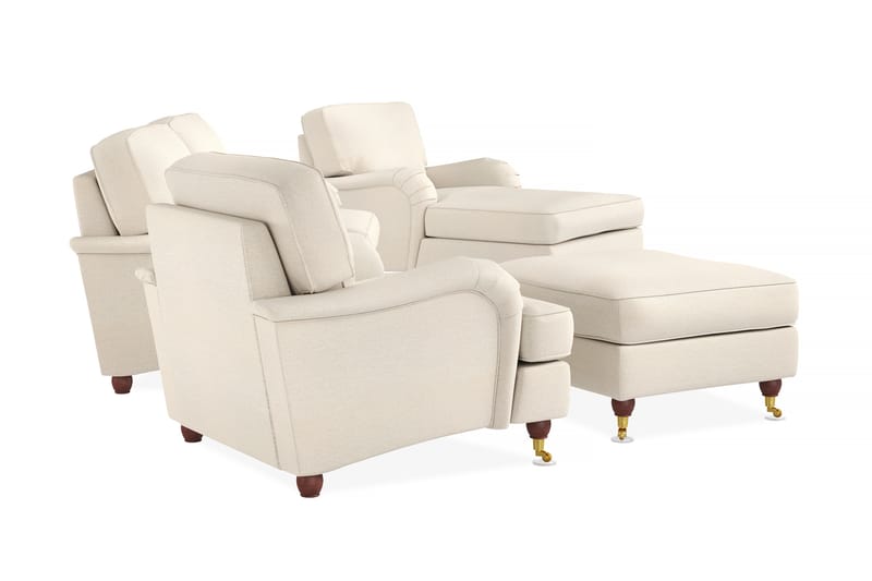 Howard Lyx Sofagruppe 3-seters Sofa + Divanstol + Lenestol + Fotskammel i Stoff - Beige - Møbler - Sofaer - Sofagrupper - Howard sofagruppe