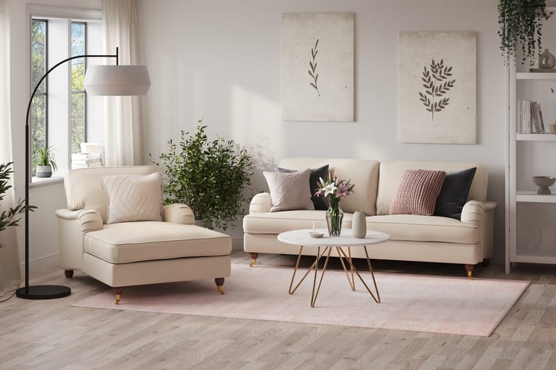 Howard Lyx Sofagruppe 3-seters Sofa + Divanstol i Stoff - Beige - Møbler - Sofaer - Sofagrupper - Howard sofagruppe