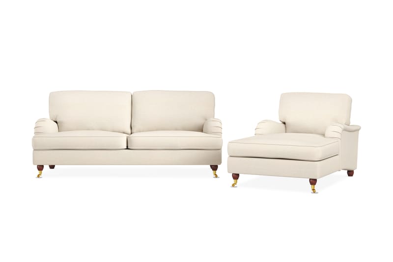 Howard Lyx Sofagruppe 3-seters Sofa + Divanstol i Stoff - Beige - Møbler - Sofaer - Sofagrupper - Howard sofagruppe