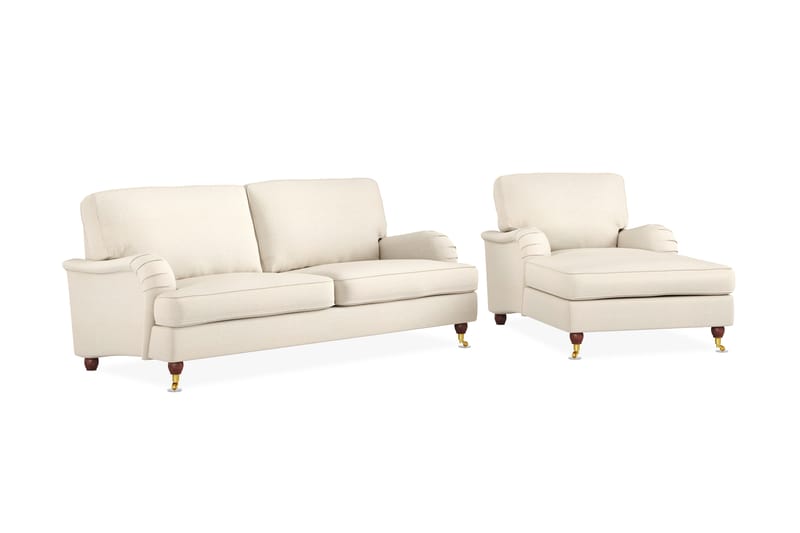 Howard Lyx Sofagruppe 3-seters Sofa + Divanstol i Stoff - Beige - Møbler - Sofaer - Sofagrupper - Howard sofagruppe
