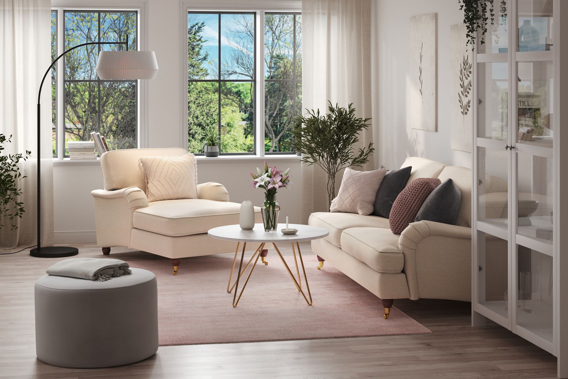 Howard Lyx Sofagruppe 3-seters Sofa + Divanstol i Stoff - Beige - Møbler - Sofaer - Sofagrupper - Howard sofagruppe