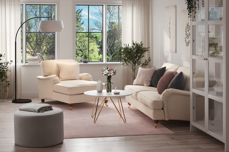 Howard Lyx Sofagruppe 3-seters Sofa + Divanstol i Stoff - Beige - Møbler - Sofaer - Sofagrupper - Howard sofagruppe