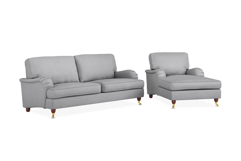 Howard Lyx Sofagruppe 3-seters Sofa + Divanstol i Stoff - Lys grå - Møbler - Sofaer - Sofagrupper - Howard sofagruppe