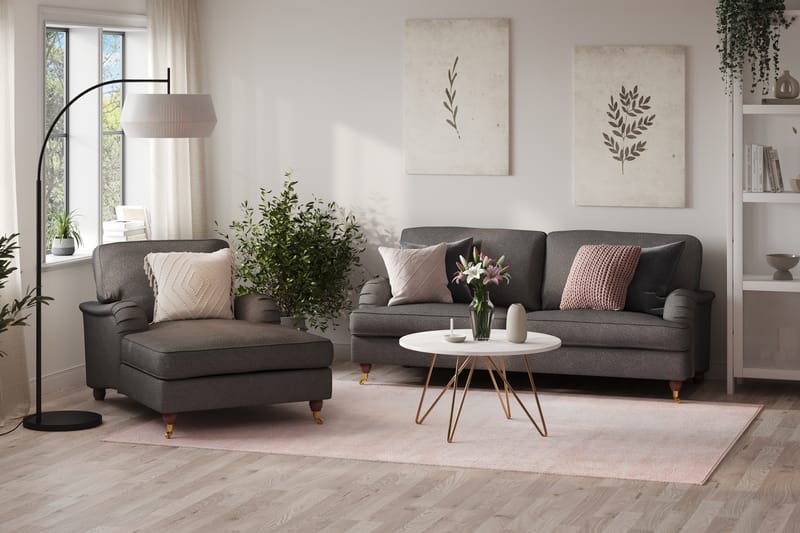 Howard Lyx Sofagruppe 3-seters Sofa + Divanstol i Stoff - Mørk grå - Møbler - Sofaer - Sofagrupper - Howard sofagruppe