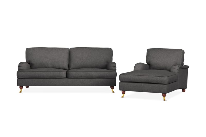 Howard Lyx Sofagruppe 3-seters Sofa + Divanstol i Stoff - Mørk grå - Møbler - Sofaer - Sofagrupper - Howard sofagruppe