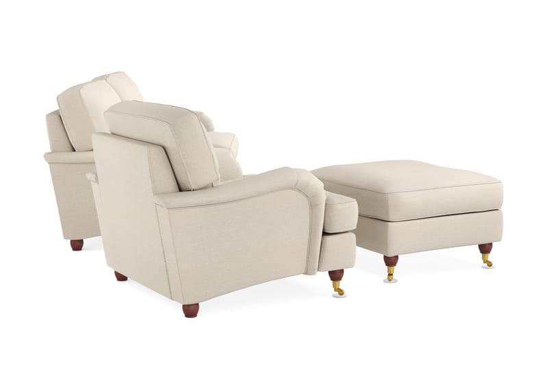 Howard Lyx Sofagruppe 3-seters Sofa + Lenestol + Fotskammel i Stoff - Beige - Møbler - Sofaer - Sofagrupper - Howard sofagruppe