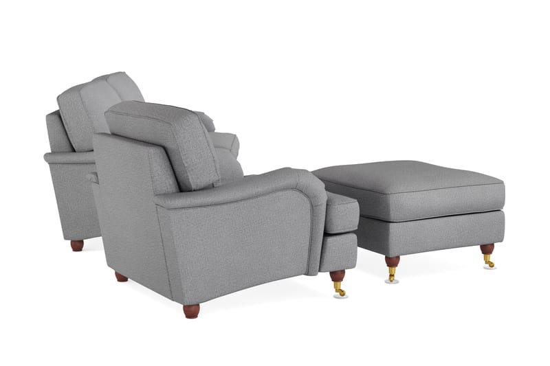 Howard Lyx Sofagruppe 3-seters Sofa + Lenestol + Fotskammel i Stoff - Lys grå - Møbler - Sofaer - Sofagrupper - Howard sofagruppe