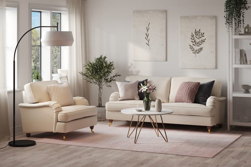 Howard Lyx Sofagruppe 3-seters Sofa + Lenestol i Stoff - Beige - Møbler - Sofaer - Sofagrupper - Howard sofagruppe