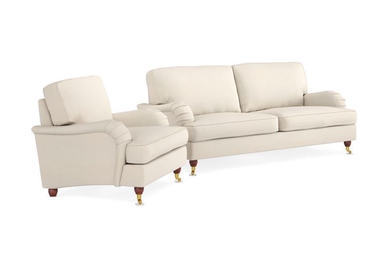 Howard Lyx Sofagruppe 3-seters Sofa + Lenestol i Stoff - Beige - Møbler - Sofaer - Sofagrupper - Howard sofagruppe