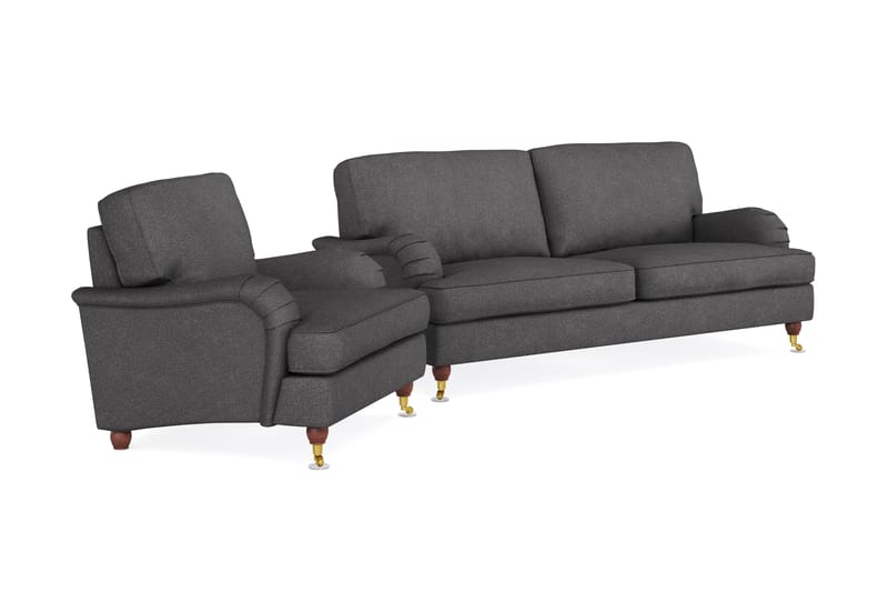Howard Lyx Sofagruppe 3-seters Sofa + Lenestol i Stoff - Mørk grå - Møbler - Sofaer - Sofagrupper - Howard sofagruppe