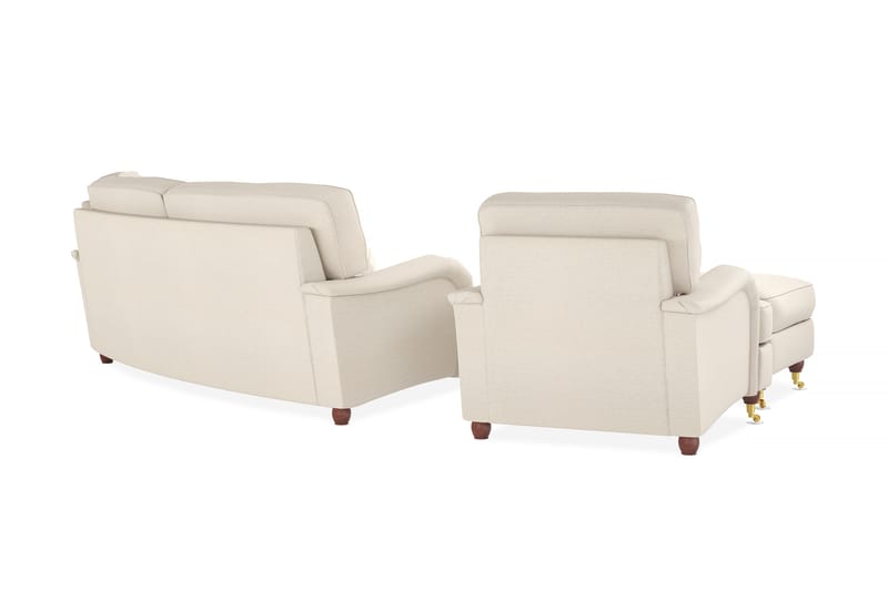 Howard Lyx Sofagruppe 3-seters Svingt Sofa + Divanstol + Lenestol + Fotskammel i Stoff - Beige - Møbler - Sofaer - Sofagrupper - Howard sofagruppe