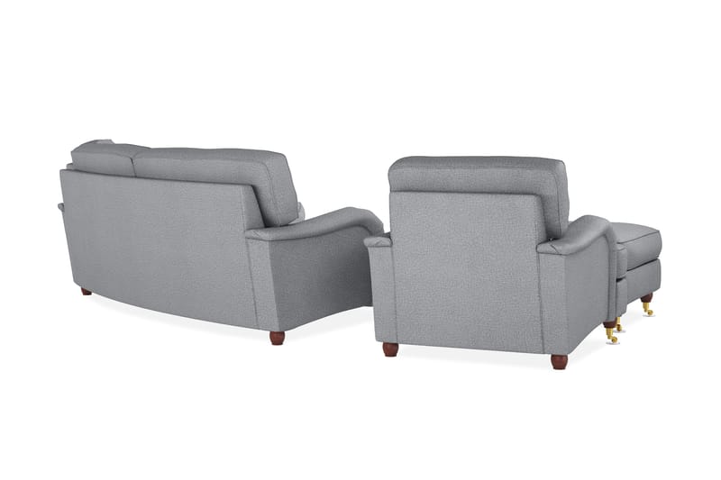 Howard Lyx Sofagruppe 3-seters Svingt Sofa + Divanstol + Lenestol + Fotskammel i Stoff - Lys grå - Møbler - Sofaer - Sofagrupper - Howard sofagruppe