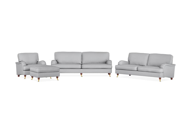 Howard Lyx Sofagruppe 4-seter+3-seter+Lenestol+Fotskammel - Lysegrå - Møbler - Sofaer - Sofagrupper - Howard sofagruppe