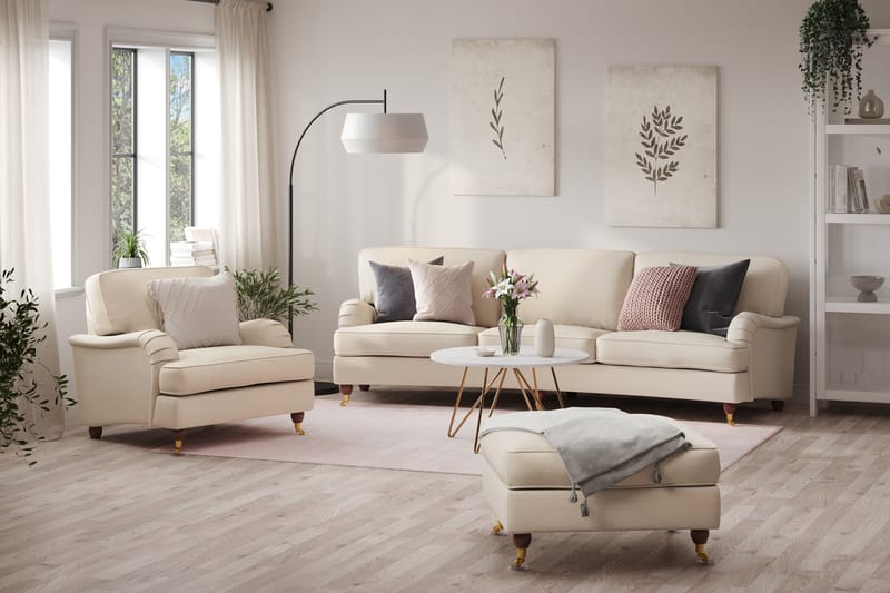 Howard Lyx Sofagruppe 4-seter+Lenestol+Fotskammel - Beige - Møbler - Sofaer - Sofagrupper - Howard sofagruppe