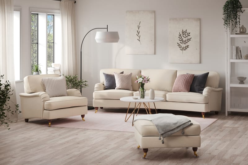 Howard Lyx Sofagruppe 4-seter+Lenestol+Fotskammel - Beige - Howard sofagruppe