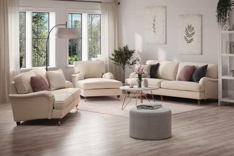 Howard Lyx Sofagruppe 4-seters + 3-seters Sofa + Divanstol i Stoff - Beige - Møbler - Sofaer - Sofagrupper - Howard sofagruppe