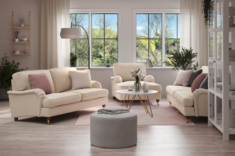 Howard Lyx Sofagruppe 4-seters + 3-seters Sofa + Divanstol i Stoff - Beige - Møbler - Sofaer - Sofagrupper - Howard sofagruppe