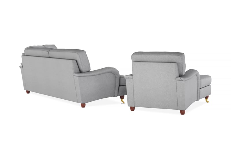 Howard Lyx Sofagruppe 4-seters + 3-seters Sofa + Divanstol i Stoff - Lys grå - Møbler - Sofaer - Sofagrupper - Howard sofagruppe