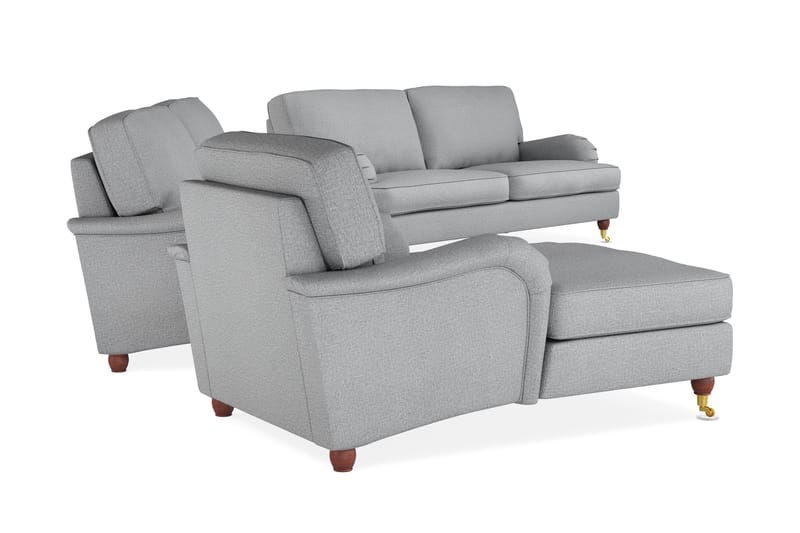 Howard Lyx Sofagruppe 4-seters + 3-seters Sofa + Divanstol i Stoff - Lys grå - Møbler - Sofaer - Sofagrupper - Howard sofagruppe